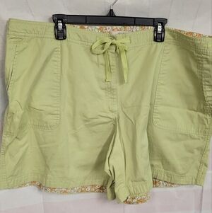 Natural Reflections 22W Lime Green Drawstring & Button Shorts 7" inseam